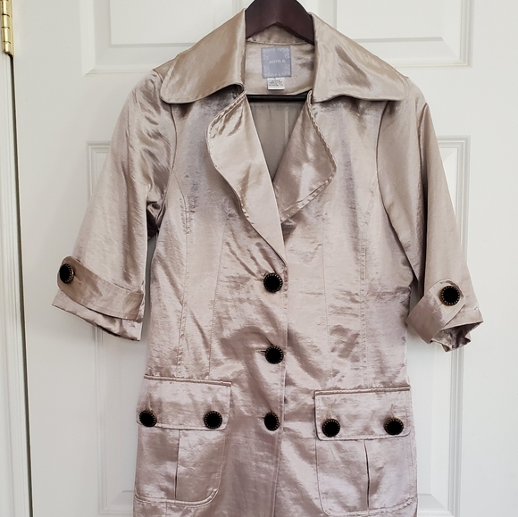 Metallic 3/4 sleeve trench velvet buttons - Picture 10 of 12